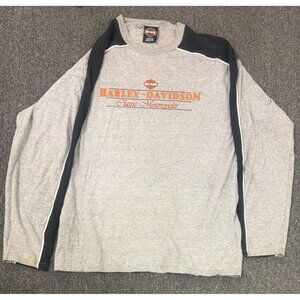 Vintage Harley Davidson Long Sleeve T-Shirt Mens L Grey USA Made Dover Ohio